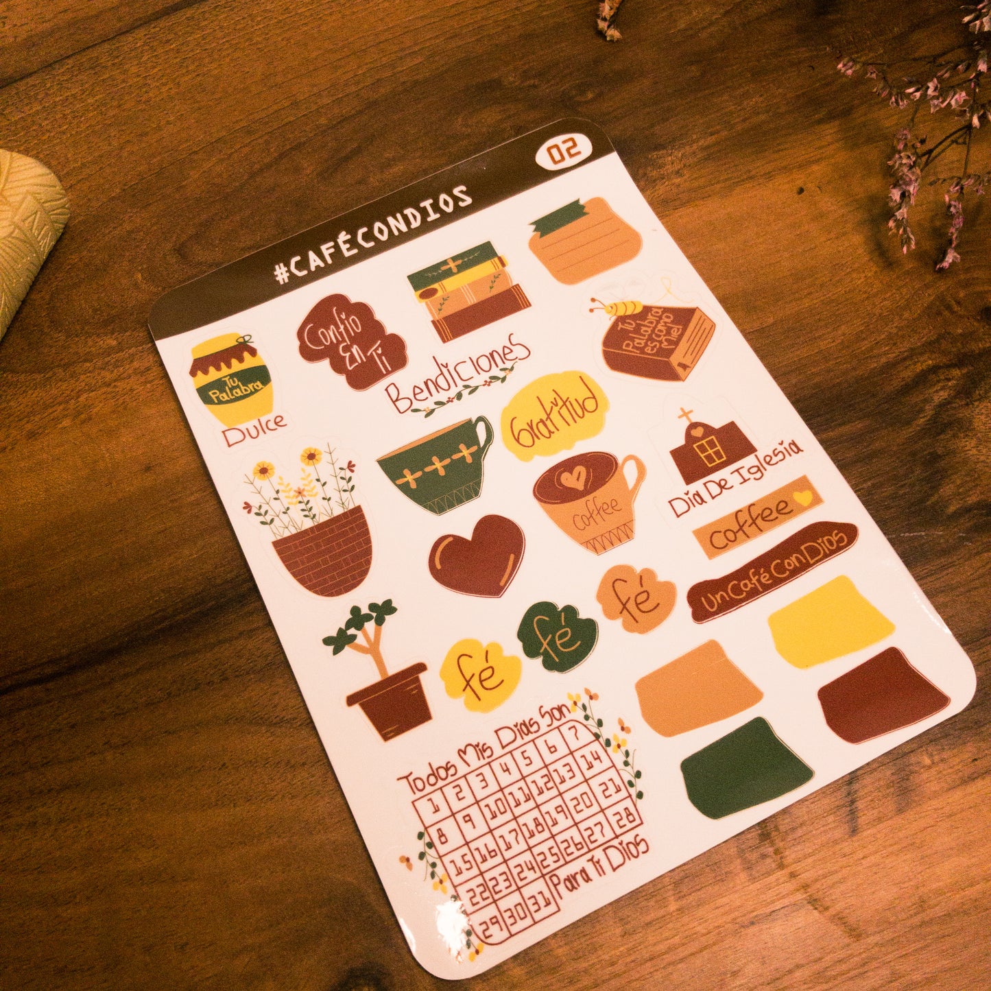 Hojas de Stickers #Cafe con Dios